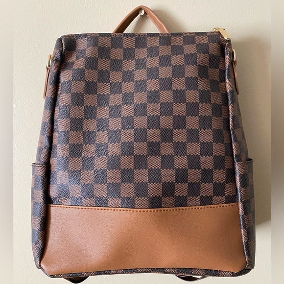 New Brown Faux Pebbled Leather Backpack - Picture 1 of 9